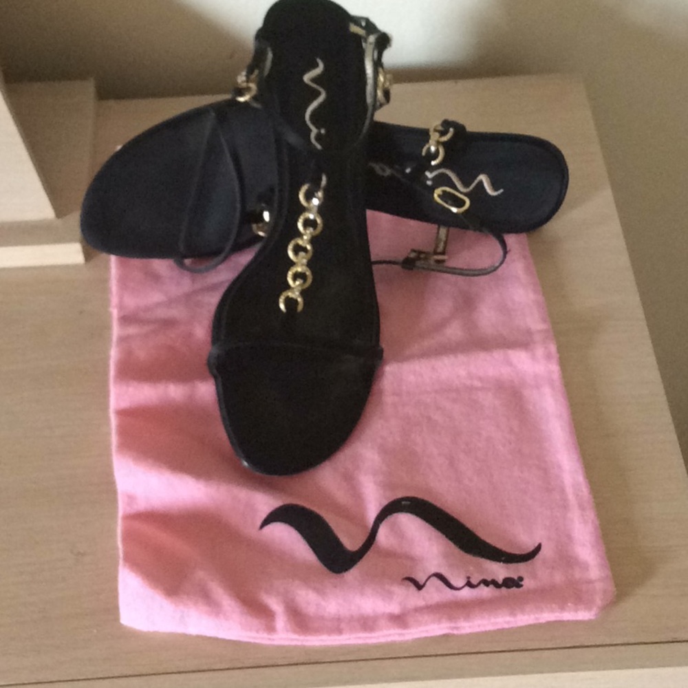 Nina Black Satin Jeweled chain slingback